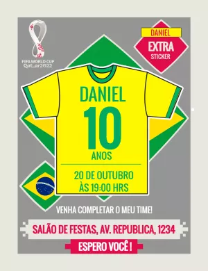 World Cup Sticker Birthday Invitation