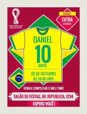 World Cup Sticker Birthday Invitation