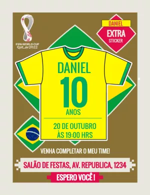 World Cup Sticker Birthday Invitation