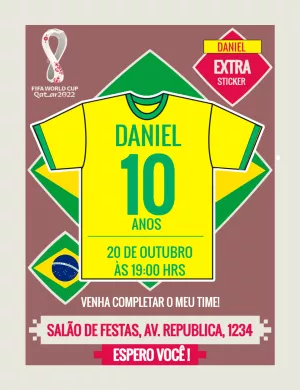 World Cup Sticker Birthday Invitation