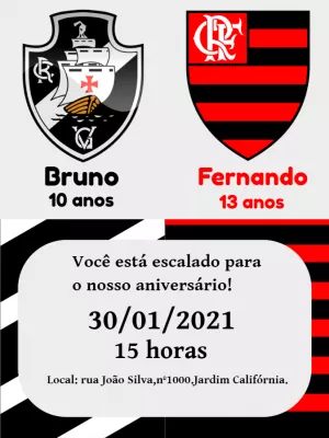 Convite Flamengo para editar Edite Online