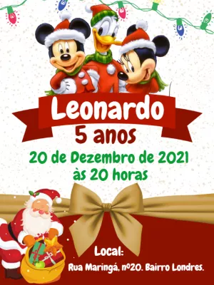 Mickey Mouse Christmas Birthday Invitation