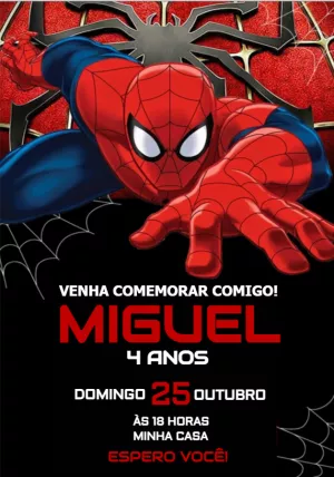 Convite digital homem - aranha - Edite grátis com nosso editor online