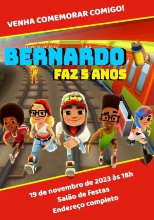 Convite Digital Subway Surfers Mod 2 – Montando a Sua Festa Oficial