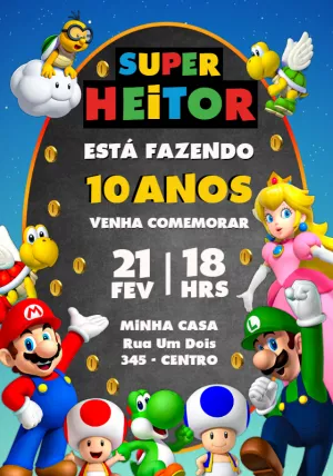 Convite Aniversário Super Mario World