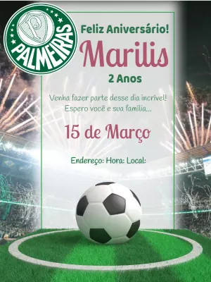 Convite Aniversário do Palmeiras - Edite grátis com nosso editor