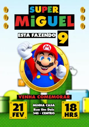 Super Mario World Birthday Invitation