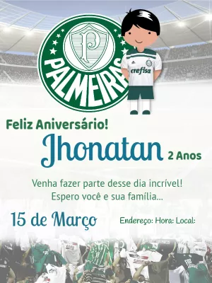 Convite Aniversário do Palmeiras - Edite grátis com nosso editor