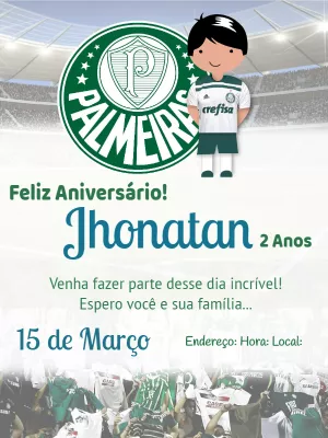 Convite aniversário palmeiras - Edite grátis com nosso editor online