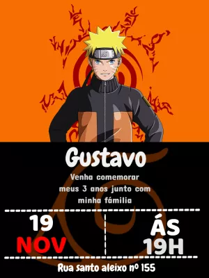 Convite de Aniversário Naruto Edite Online