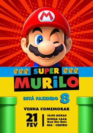 Convite De Aniversário Super Mario Yoshi Edite Online