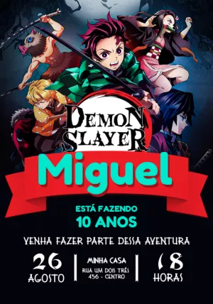 Convites Demon Slayer convites
