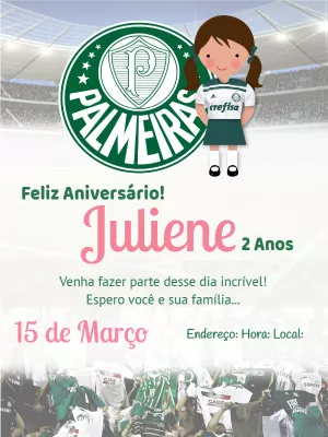 Convite aniversário do palmeiras - Edite grátis com nosso editor