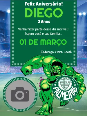 Convite Time Palmeiras - Edite grátis com nosso editor online