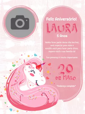 Hacer una invitación online invitación cumpleaños infantil unicornio  digital con foto - Un increíble editor en línea para editar las invitaciones,  logos, tarjetas, arte de redes sociales, carteles y mucho más!