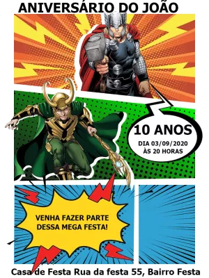 Criar convite de Super Thor Vermelho online grátis