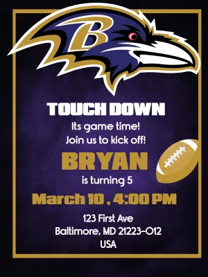 Birthday Invitation Baltimore Ravens