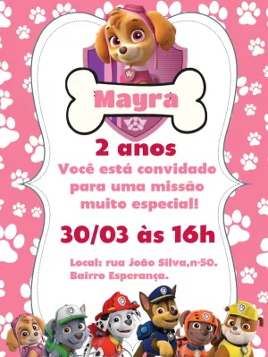 Convite de aniversário patrulha canina Edite Online