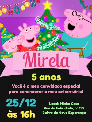 Convite aniversário Peppa Pig Natal