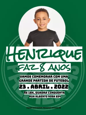 Palmeiras birthday invitation with photo