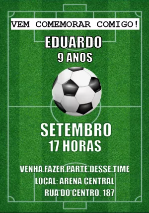 Convite futebol - Edite grátis com nosso editor online