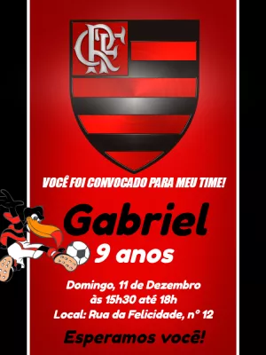 Grátis - Fazer convite online convite digital Aniversario Flamengo