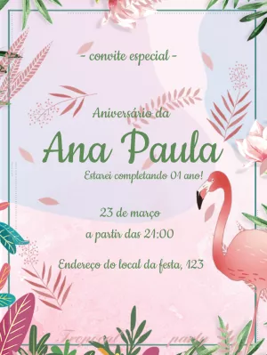 Tropical Flamingo Birthday Invitation