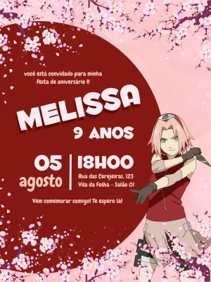 Fazer convite online convite digital aniversário naruto em 2023