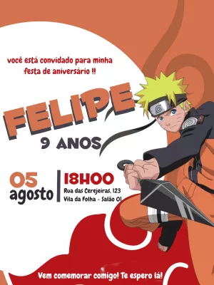 Convite Aniversário Naruto