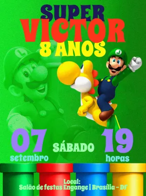 Convite Aniversário Luigi