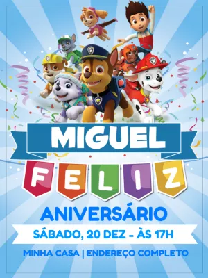 23 Convites Patrulha Canina GRÁTIS para editar e imprimir  Paw patrol  birthday invitations, Paw patrol birthday card, Paw patrol birthday party