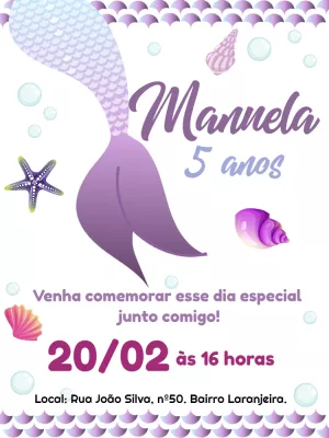 Convite aniversário Sereia