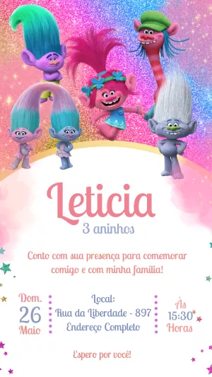 Trolls birthday invitation