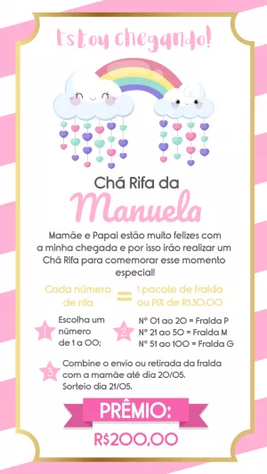 Convite chá rifa Chuva de Amor