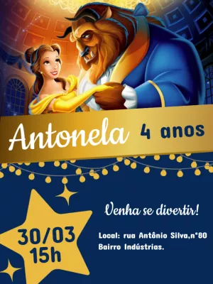 Beauty and the Beast birthday invitation