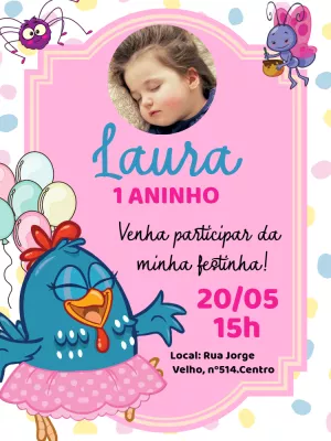 Galinha Pintadinha birthday invitation with photo