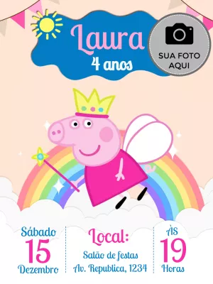 ▷ Convite Digital Casa Peppa Pig, GRÁTIS