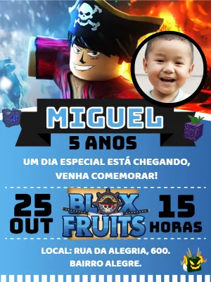 Convite Aniversário Blox Fruits