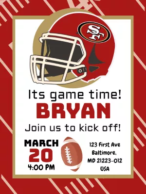 Birthday Invitation San Francisco 49ers