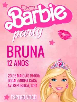 Convite Barbie - Edite grátis com nosso editor online