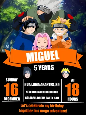 make naruto digital birthday invitation online invitation