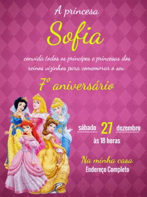 Disney Princesses Birthday Invitation