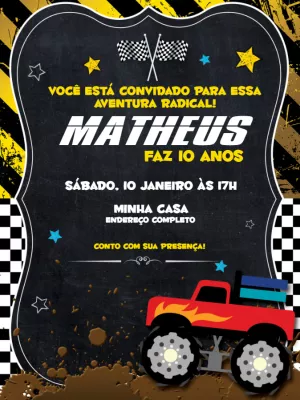 Convite Festa Carros Corrida Ingresso