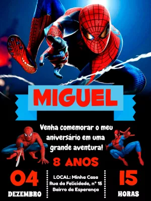 Convite Convite de aniversário Homem Aranha - Edite grátis com nosso editor  online
