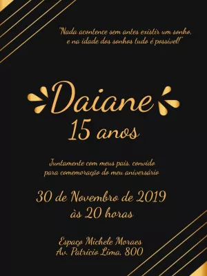 Convite Aniversário de 15 anos Luxuoso Elegante