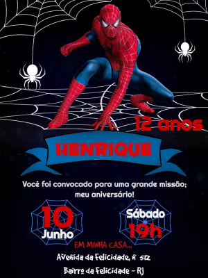 Convite digital homem - aranha - Edite grátis com nosso editor online