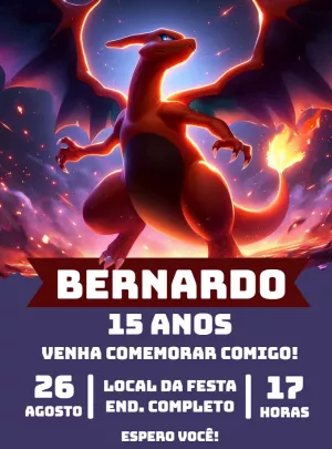 Invitación de cumpleaños de Charmander Pokémon