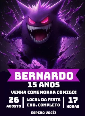 Invitación de cumpleaños de Gengar Pokémon