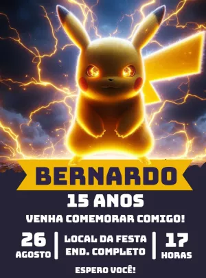 Invitación de cumpleaños de Pikachu Pokémon