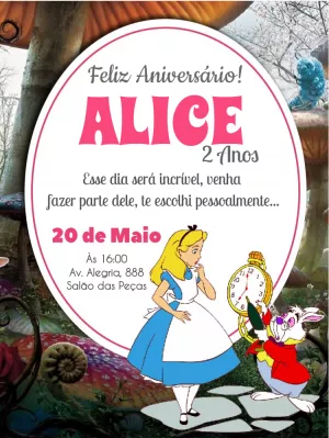 Alice in Wonderland birthday invitation